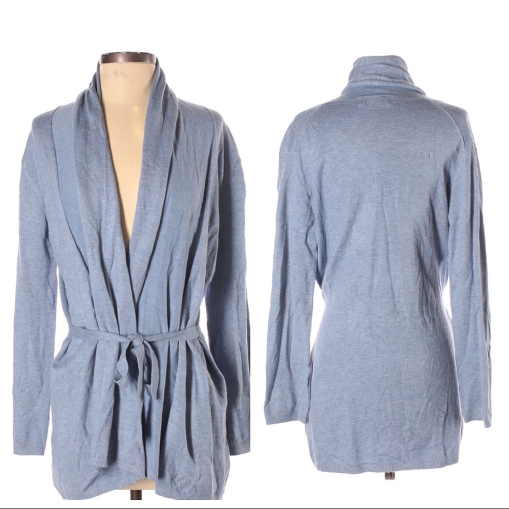 ZARA Knit Draped Neck Belted Cardigan